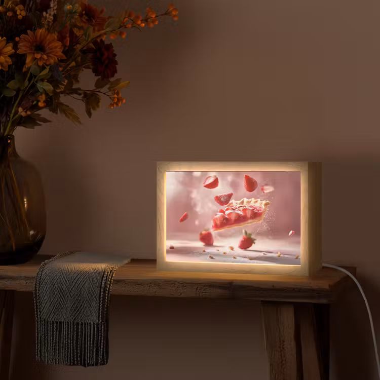 Aardbei - Taart- Eten - Roze Light Box met kabel (Tafellamp) klein -sfeer4