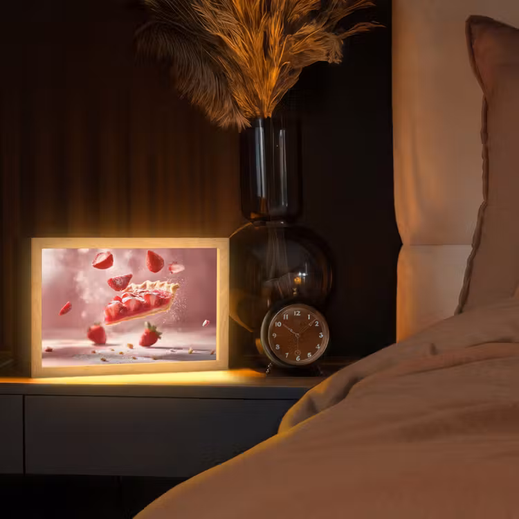 Aardbei - Taart- Eten - Roze Light Box met kabel (Tafellamp) klein -sfeer1