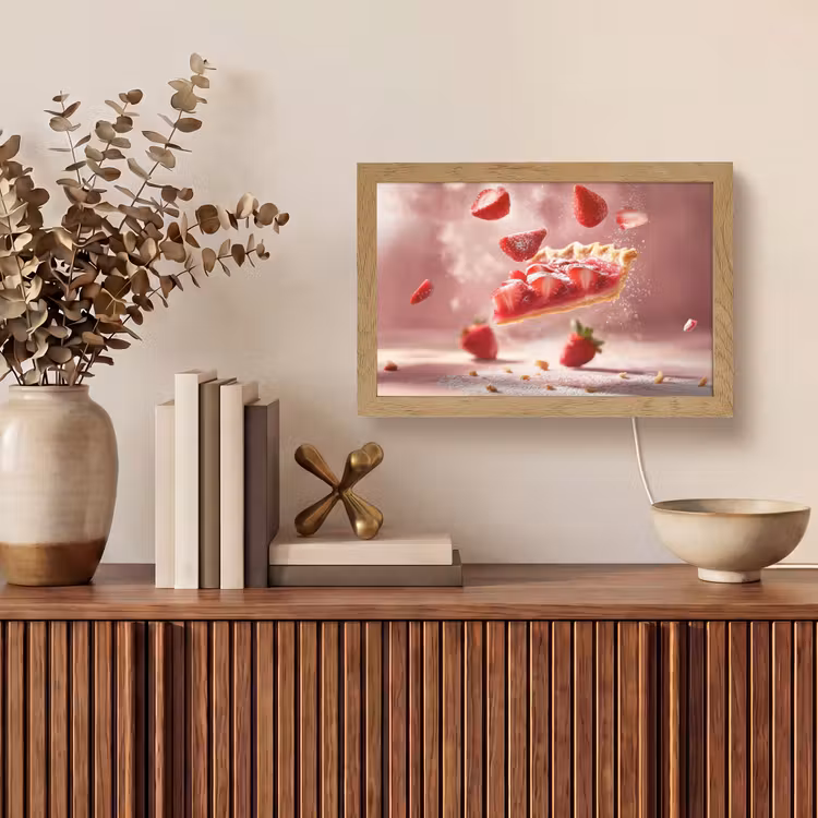 Aardbei - Taart- Eten - Roze Light Box met kabel (Tafellamp) klein -sfeer2