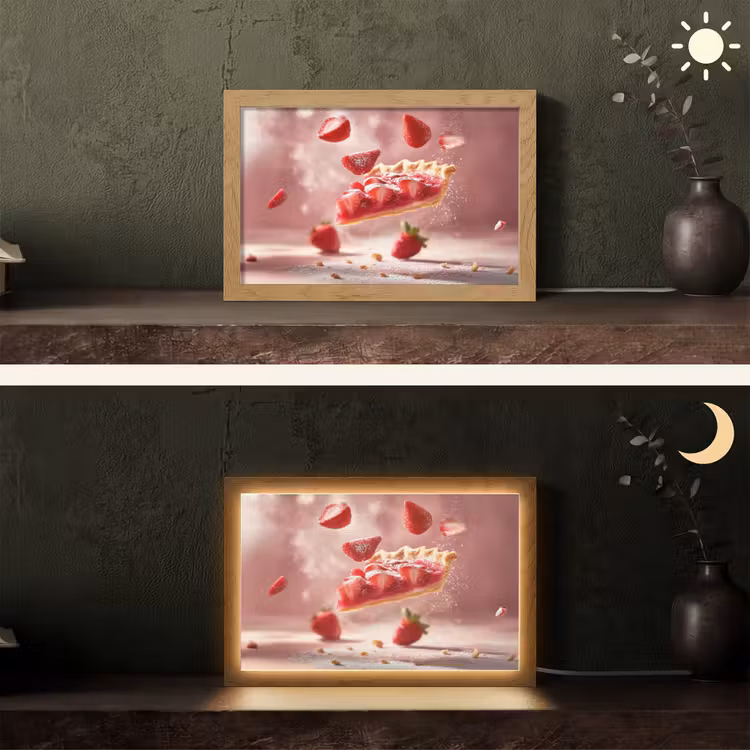 Aardbei - Taart- Eten - Roze Light Box met kabel (Tafellamp) klein -sfeer3