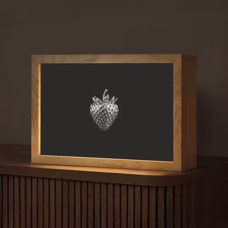 Aardbei - Zaadstructuur - Realistisch Light Box met kabel (Tafellamp) klein -z3d_website