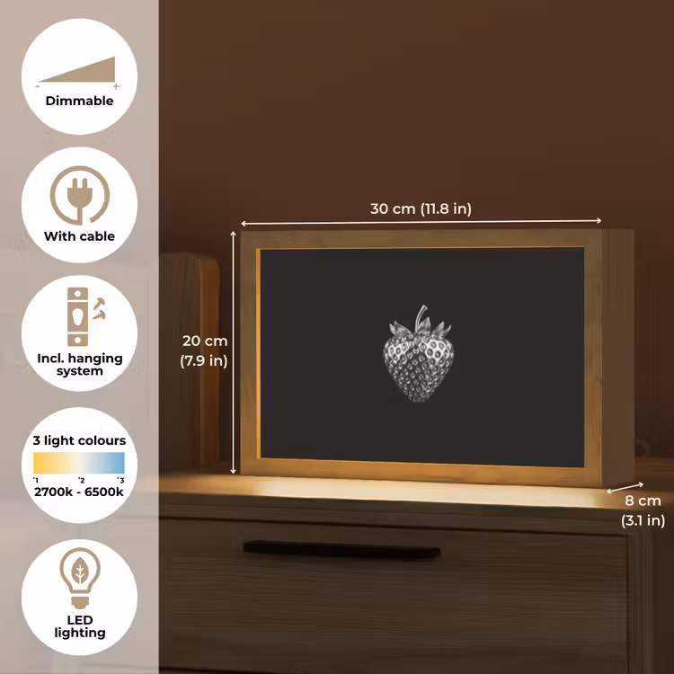 Aardbei - Zaadstructuur - Realistisch Light Box met kabel (Tafellamp) klein -USP_EN