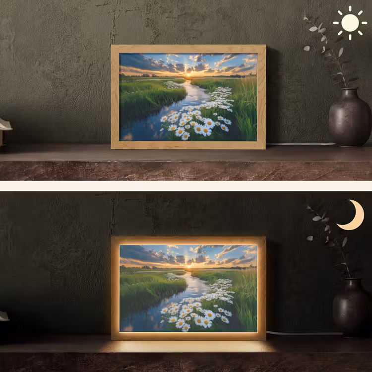 Beekje - Landschap - Margriet Light Box met kabel (Tafellamp) klein -sfeer3