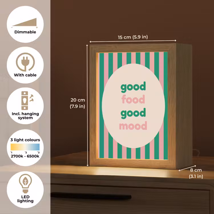 Gestreept - Quote - Ovaal - Roze Light Box met kabel (Tafellamp) klein -USP_EN