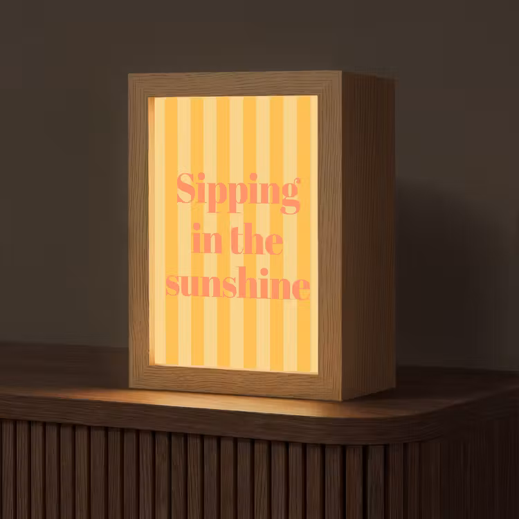 Gestreept - Geel - Sunshine - Letters Light Box met kabel (Tafellamp) klein -z3d_website
