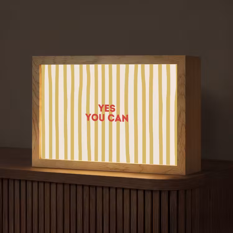 Strepen - Abstract - Yes you can - Rood Light Box met kabel (Tafellamp) klein -z3d_website