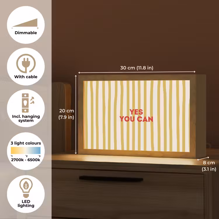 Strepen - Abstract - Yes you can - Rood Light Box met kabel (Tafellamp) klein -USP_EN