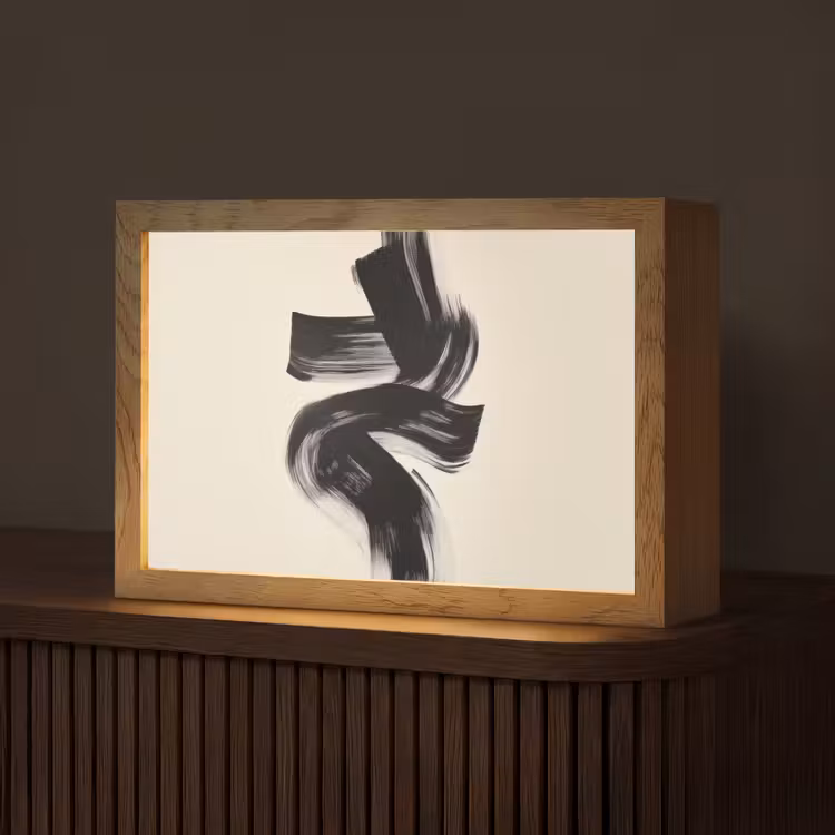 Strepen - Zwart - Abstract Light Box met kabel (Tafellamp) klein -z3d_website