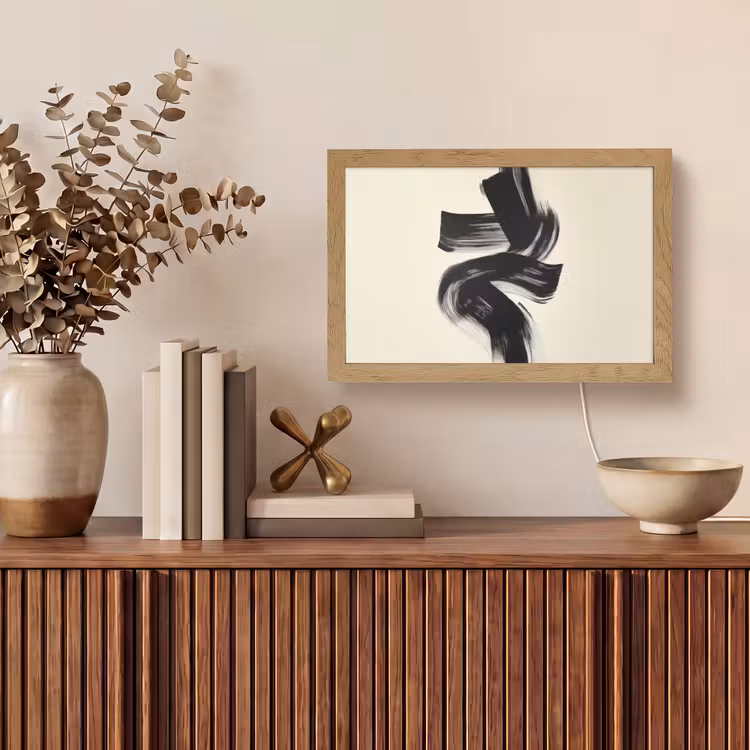 Strepen - Zwart - Abstract Light Box met kabel (Tafellamp) klein -sfeer2