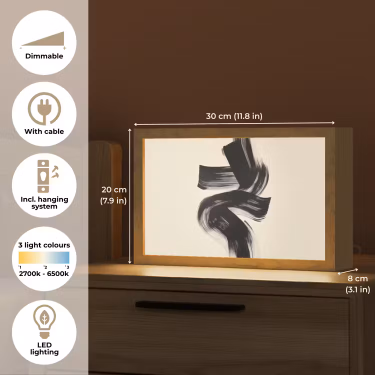 Strepen - Zwart - Abstract Light Box met kabel (Tafellamp) klein -USP_EN