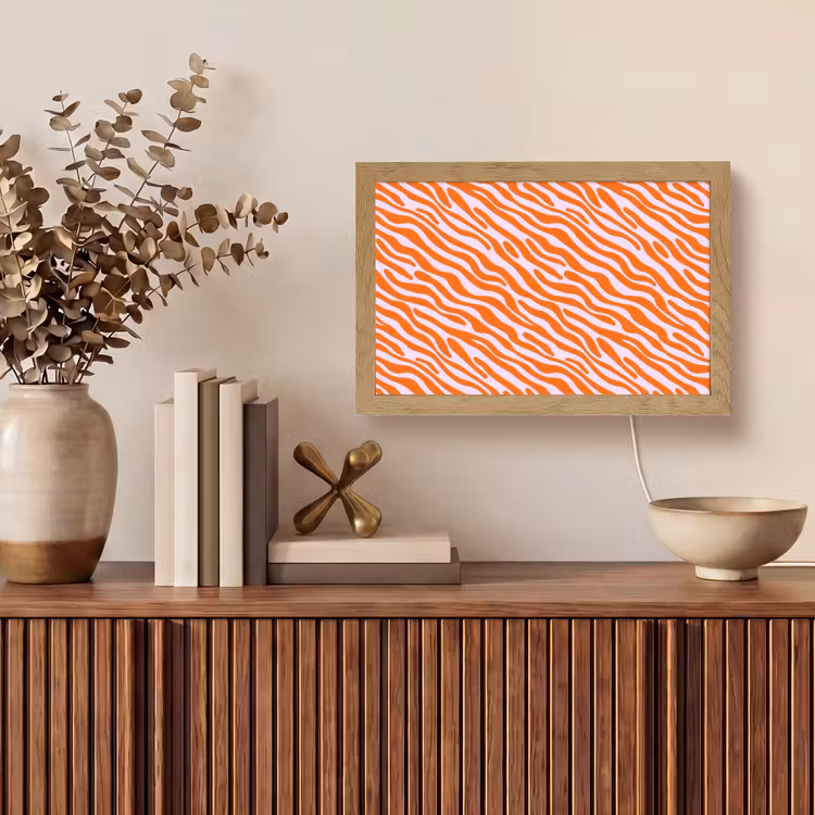 Strepen - Dynamisch - Oranje Light Box met kabel (Tafellamp) klein 924 -sfeer2