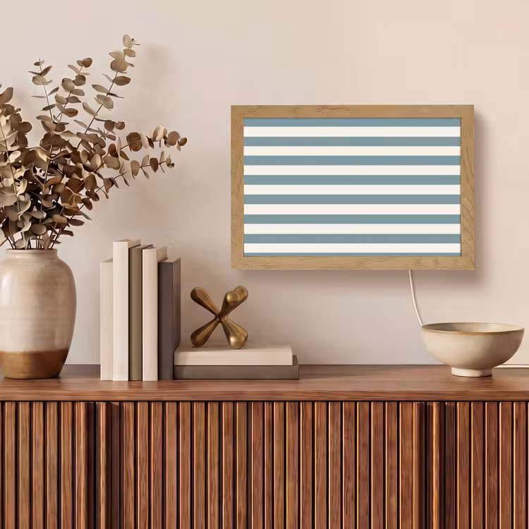 Strepen - Modern - Blauw Light Box met kabel (Tafellamp) klein 924 -sfeer2