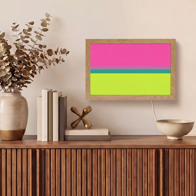 Strepen - Modern - Kleurrijk Light Box met kabel (Tafellamp) klein -sfeer2