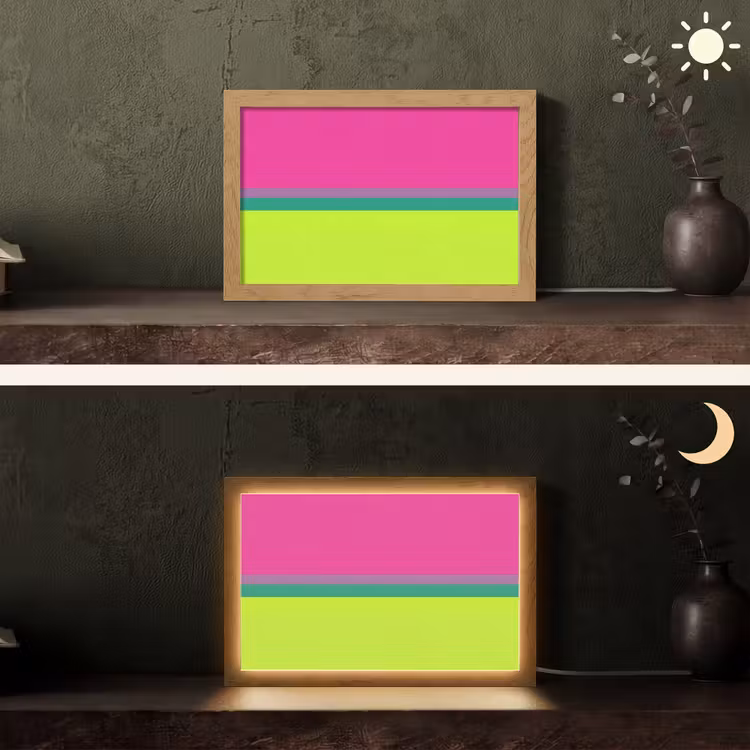 Strepen - Modern - Kleurrijk Light Box met kabel (Tafellamp) klein -sfeer3