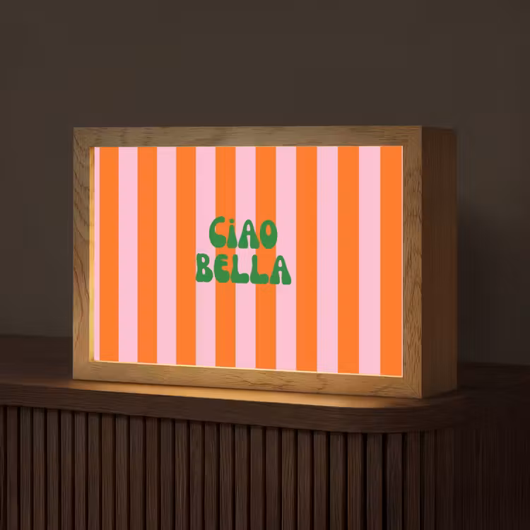 Strepen - Oranje - Verticaal - Ciao bella Light Box met kabel (Tafellamp) klein -z3d_website