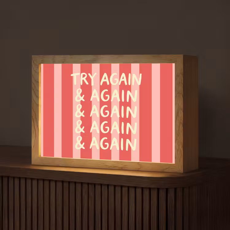 Strepen - Rood - Try again Light Box met kabel (Tafellamp) klein -z3d_website