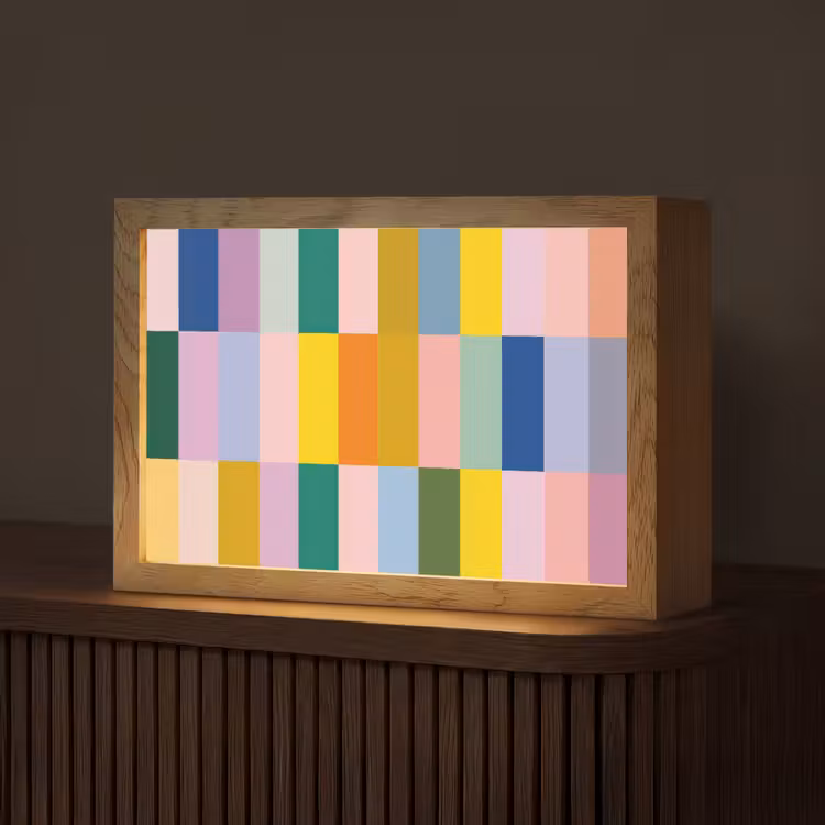 Stroken - Blauw - Patroon - Abstract Light Box met kabel (Tafellamp) klein -z3d_website