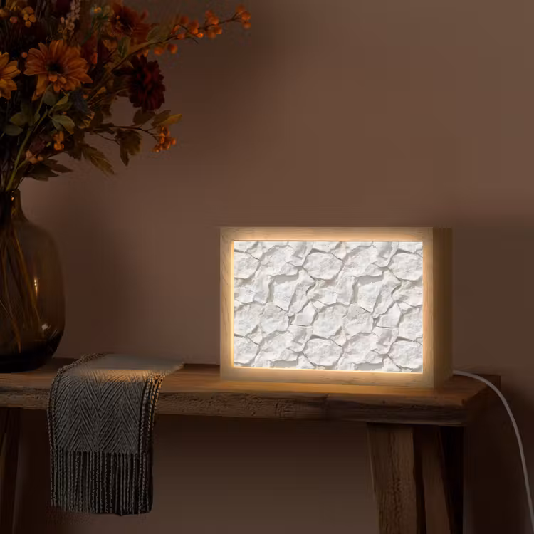 Structuur - Rots - Wit Light Box met kabel (Tafellamp) klein 924 -sfeer4
