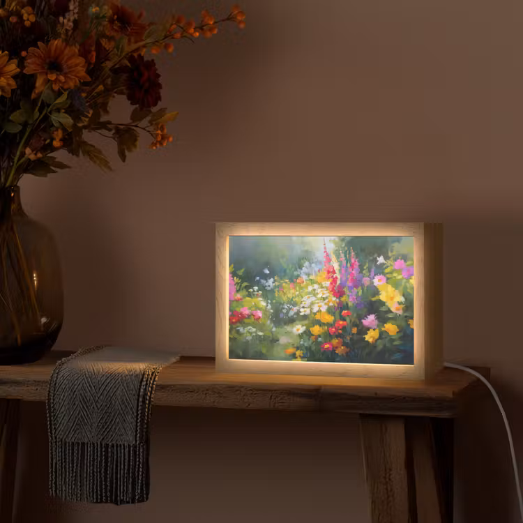 Zomertuin - Sfeervol - Bloemen Light Box met kabel (Tafellamp) klein -sfeer4