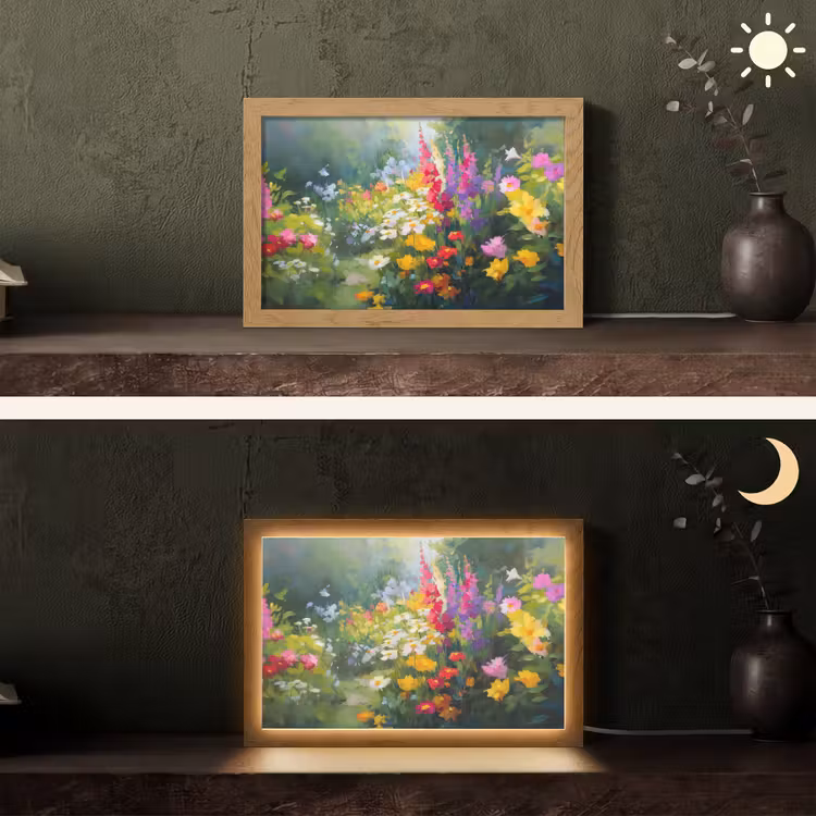 Zomertuin - Sfeervol - Bloemen Light Box met kabel (Tafellamp) klein -sfeer3