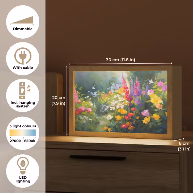 Zomertuin - Sfeervol - Bloemen Light Box met kabel (Tafellamp) klein -USP_EN
