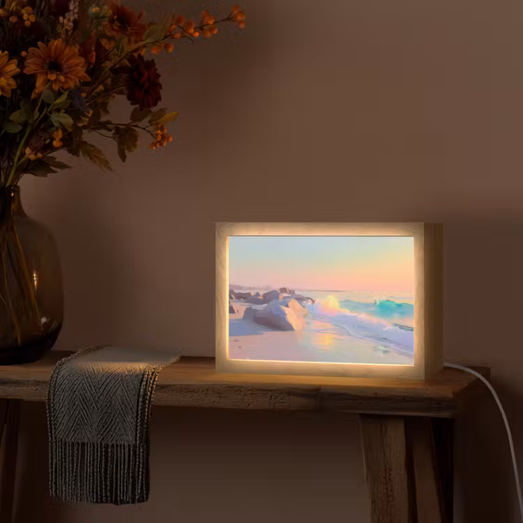 Zomerlicht - Strand - Fonkelende accenten Light Box met kabel (Tafellamp) klein -sfeer4
