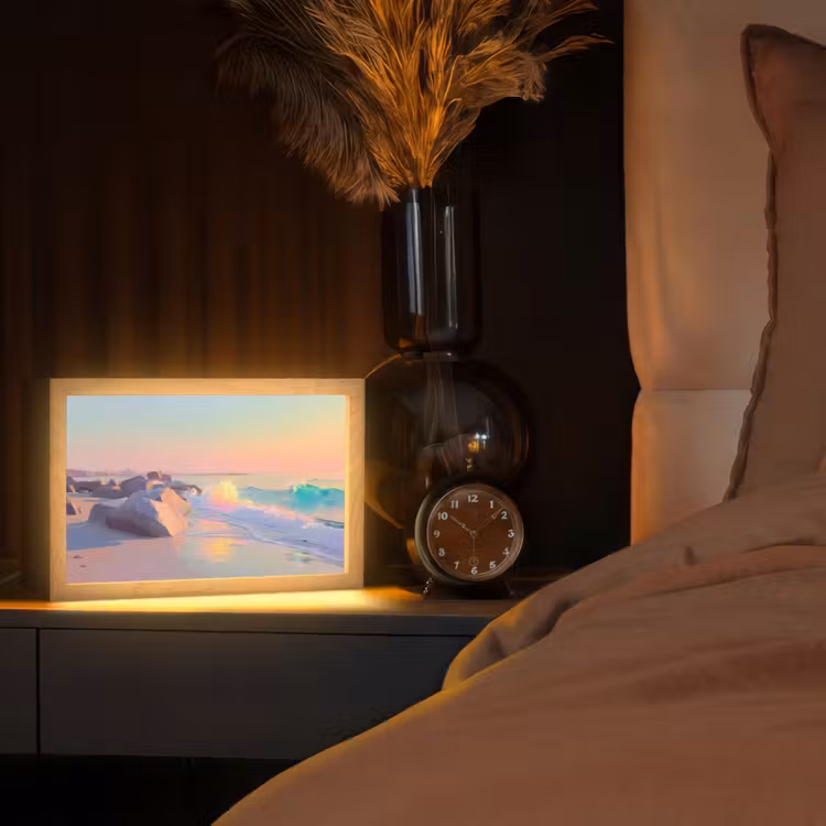 Zomerlicht - Strand - Fonkelende accenten Light Box met kabel (Tafellamp) klein -sfeer1