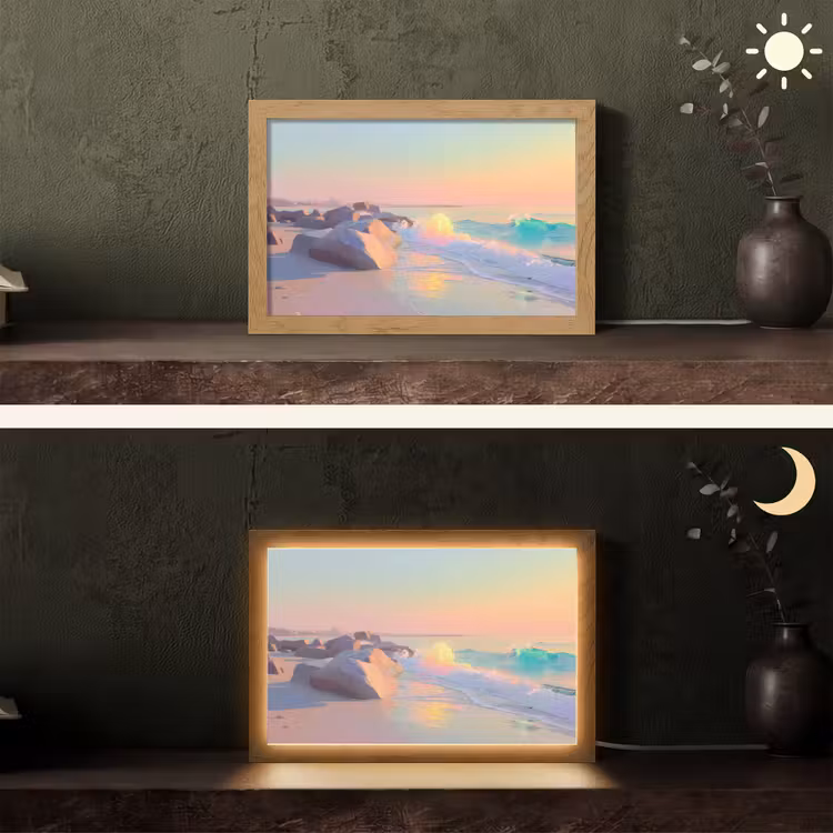 Zomerlicht - Strand - Fonkelende accenten Light Box met kabel (Tafellamp) klein -sfeer3