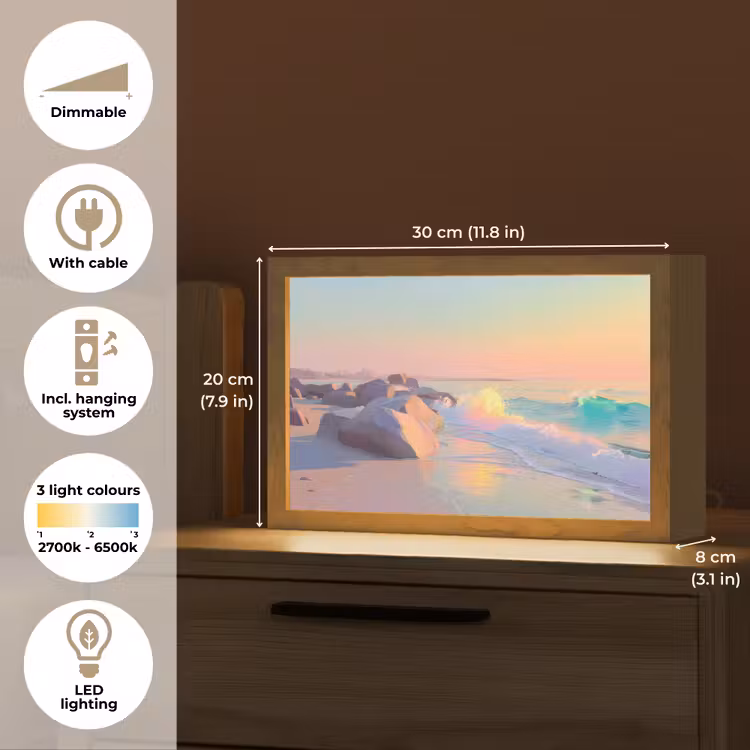 Zomerlicht - Strand - Fonkelende accenten Light Box met kabel (Tafellamp) klein -USP_EN