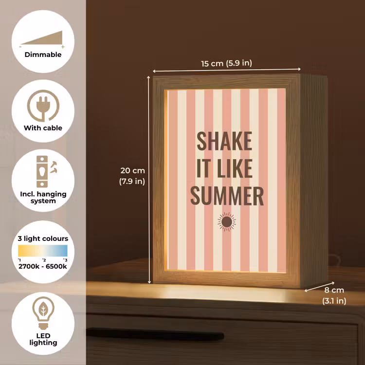 Zomer - Quote - Strepen Light Box met kabel (Tafellamp) klein -USP_EN