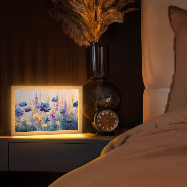 Zomers - Wilde bloemen - Penseelstreken Light Box met kabel (Tafellamp) klein -sfeer1