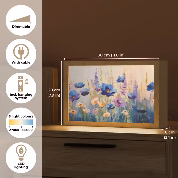 Zomers - Wilde bloemen - Penseelstreken Light Box met kabel (Tafellamp) klein -USP_EN