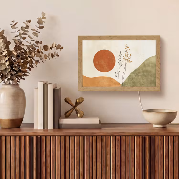 Zon - Abstract - Takken - Oranje Light Box met kabel (Tafellamp) klein -sfeer2