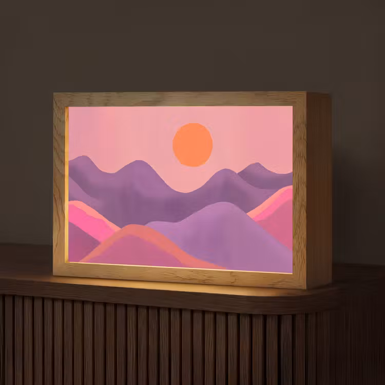 Zon - Heuvels - Paars - Abstract Light Box met kabel (Tafellamp) klein -z3d_website