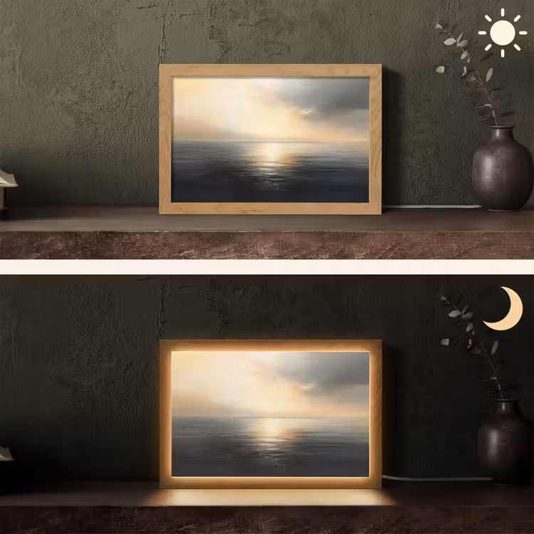 Zon - Horizon - Zee Light Box met kabel (Tafellamp) klein -sfeer3