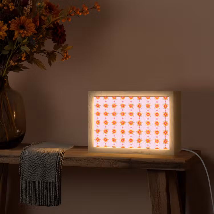 Zon - Motief - Roze Light Box met kabel (Tafellamp) klein 924 -sfeer4