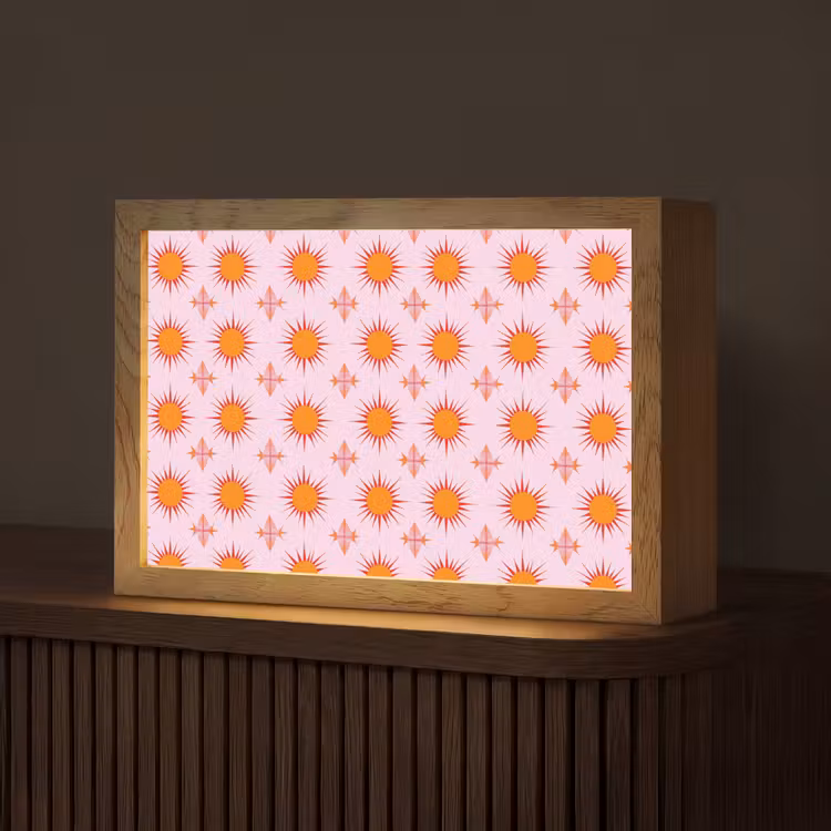 Zon - Patroon - Roze Light Box met kabel (Tafellamp) klein 924 -z3d_website