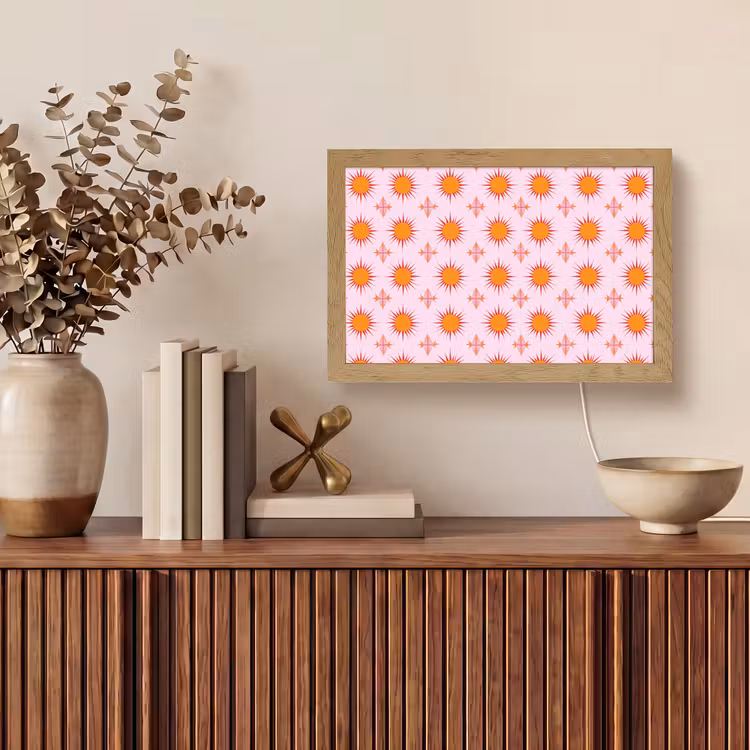 Zon - Patroon - Roze Light Box met kabel (Tafellamp) klein 924 -sfeer2