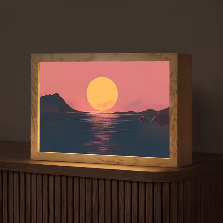 Zon - Geel - Bergen - Water Light Box met kabel (Tafellamp) klein -z3d_website