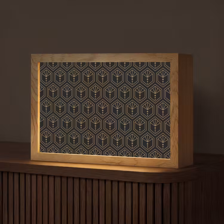 Zonnestraal - Zwart - Goud - Stippen Light Box met kabel (Tafellamp) klein 924 -z3d_website