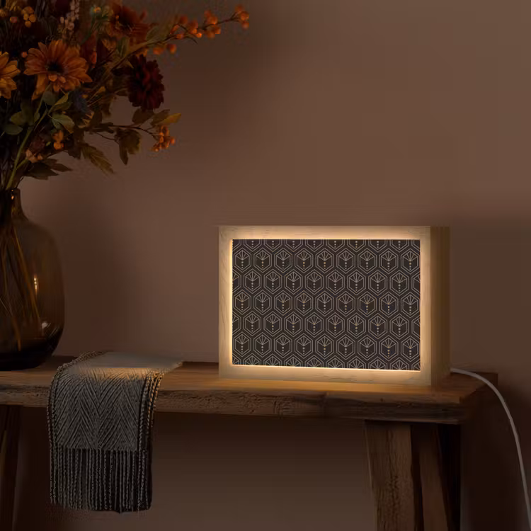 Zonnestraal - Zwart - Goud - Stippen Light Box met kabel (Tafellamp) klein 924 -sfeer4