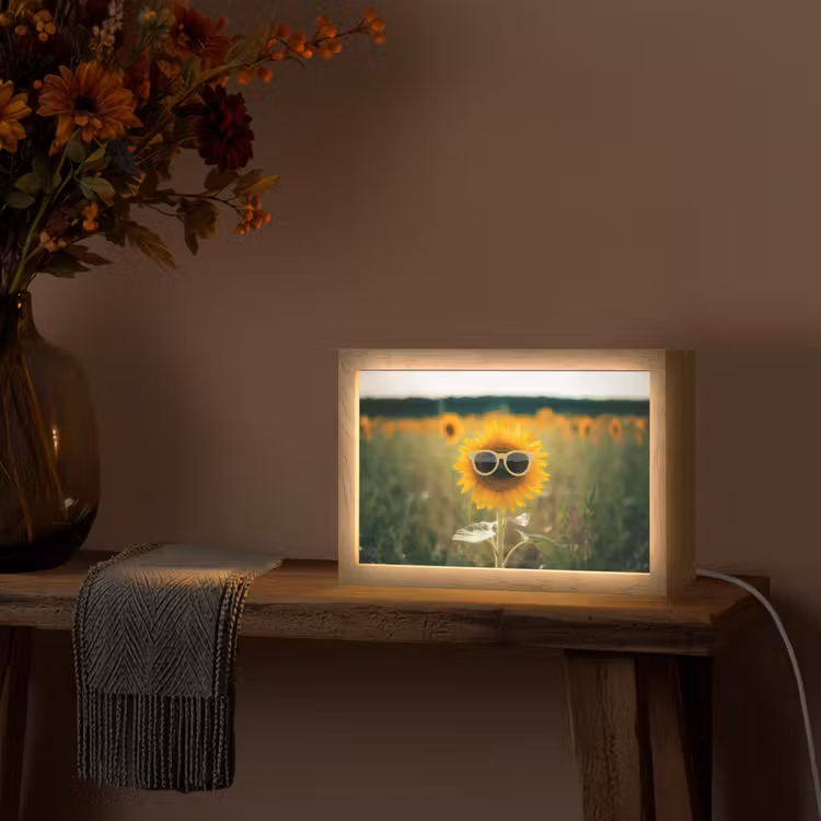 Zonnebloem - Veld - Zonnebril Light Box met kabel (Tafellamp) klein -sfeer4