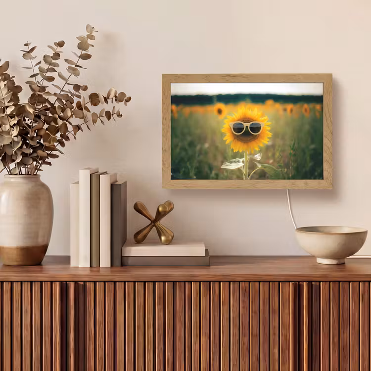Zonnebloem - Veld - Zonnebril Light Box met kabel (Tafellamp) klein -sfeer2