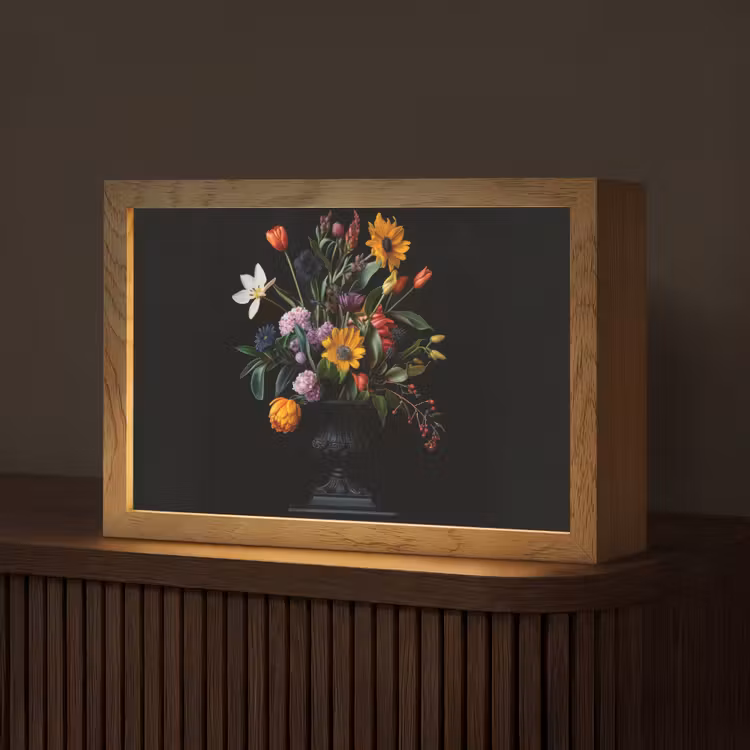 Zonnebloemen - Boeket - Kleurrijk Light Box met kabel (Tafellamp) klein -z3d_website
