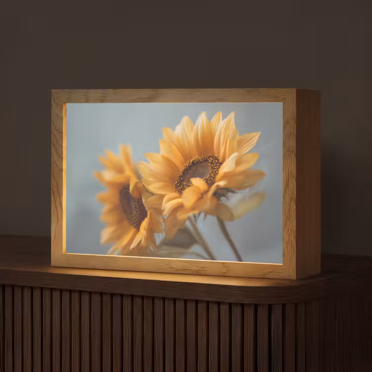 Zonnebloemen - Geel - Wazig Light Box met kabel (Tafellamp) klein -z3d_website