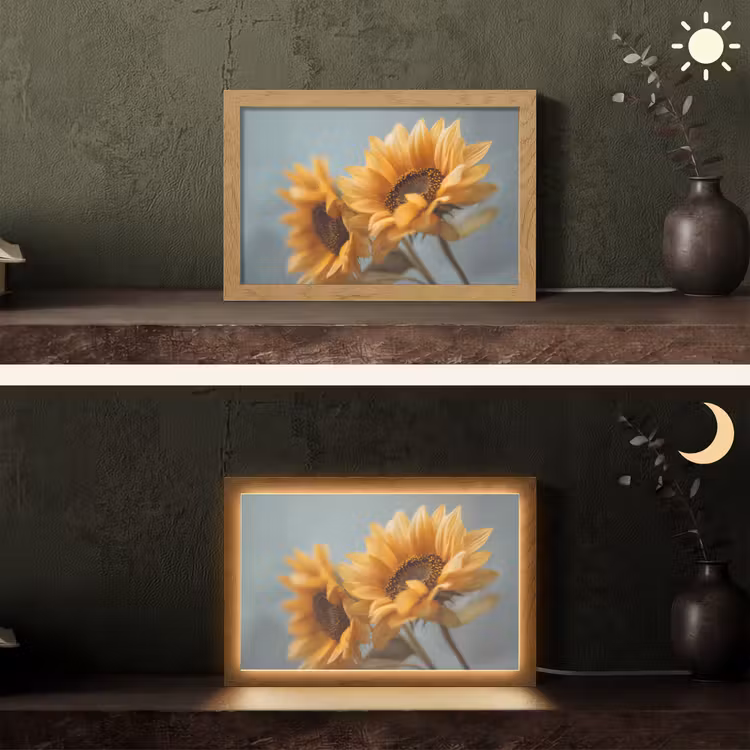 Zonnebloemen - Geel - Wazig Light Box met kabel (Tafellamp) klein -sfeer3