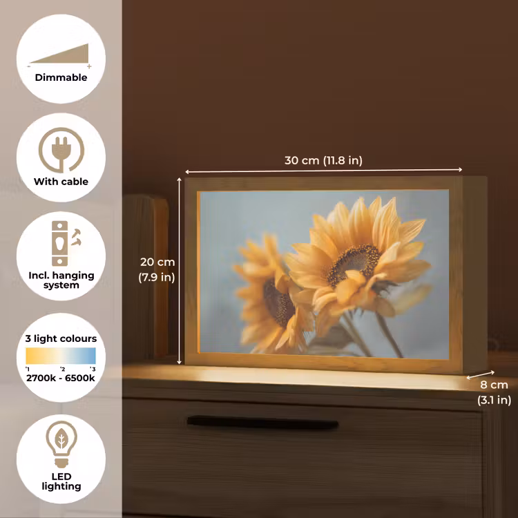 Zonnebloemen - Geel - Wazig Light Box met kabel (Tafellamp) klein -USP_EN