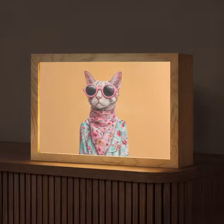 Zonnebril - Kat - Sjaal - Bloemen Light Box met kabel (Tafellamp) klein -z3d_website