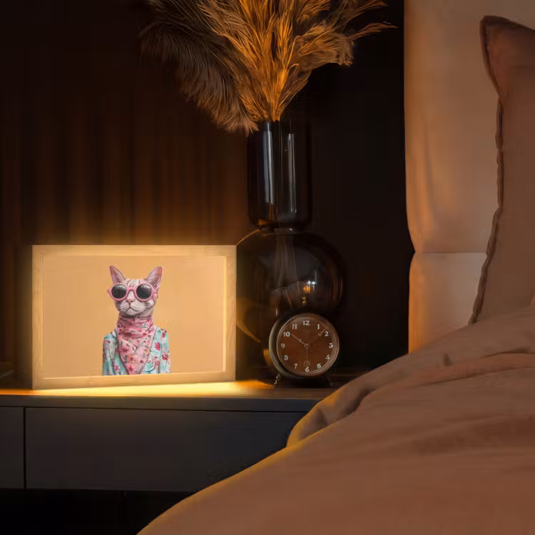 Zonnebril - Kat - Sjaal - Bloemen Light Box met kabel (Tafellamp) klein -sfeer1