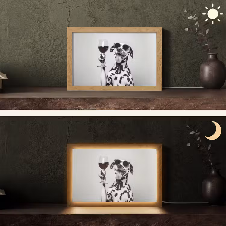 Zonnebril - Dalmatiër - Wijnglas - Tong Light Box met kabel (Tafellamp) klein -sfeer3